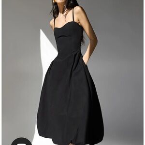 OAK + FORT Black Midi Bubble Dress